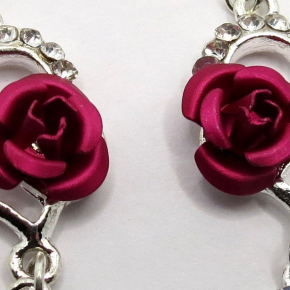 NEW Red Rose Heart Earrings - Picture 4 of 6